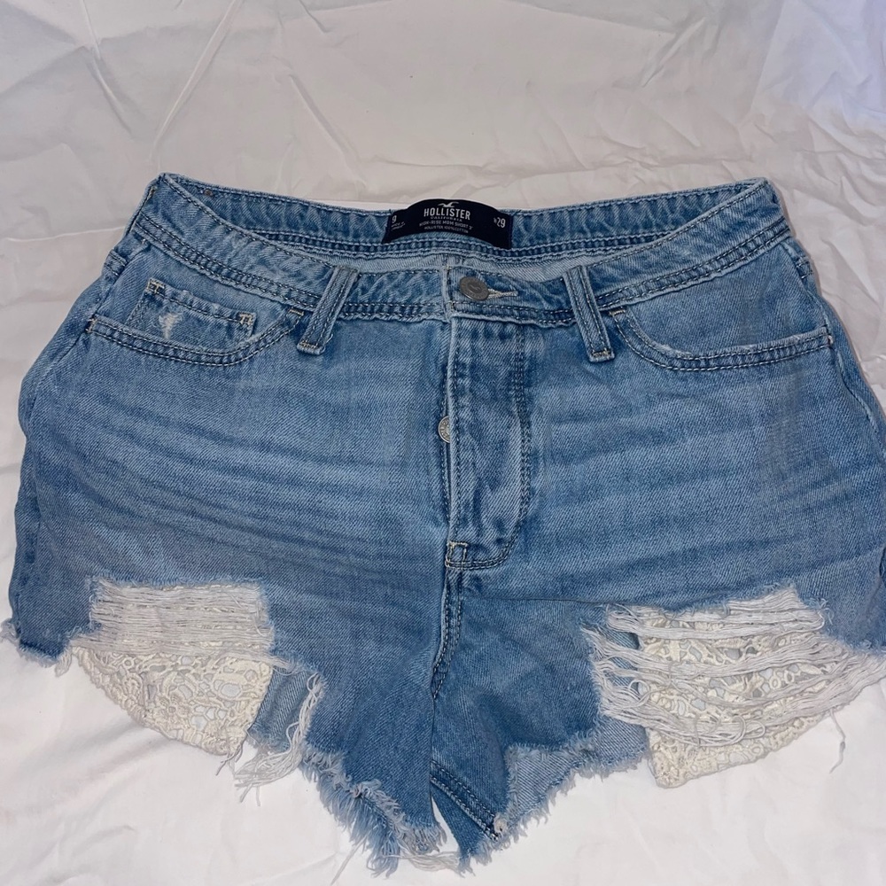 Hollister Ripped Lace Jean Shorts